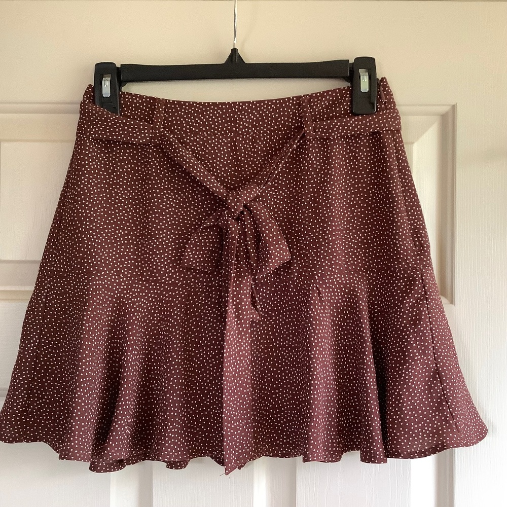 Stradivarius Polka Dot Skort Brown SZ S